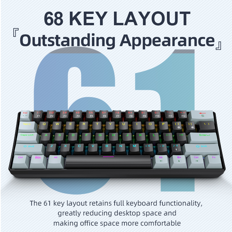 Keyboard Gaming Blue Switch - APAYADO K61 Mini tastiera meccanica, cablata,