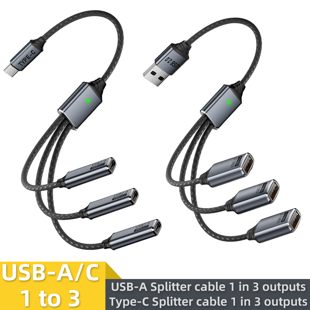 Gaming Keyboard Type C - Cavo Splitter USB 1-in-3 con Uscita